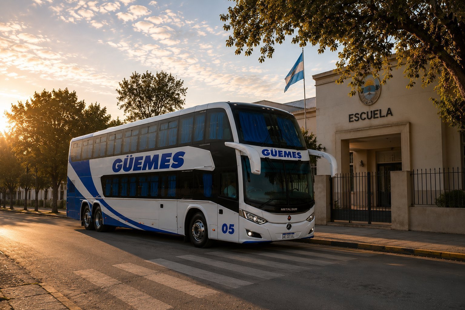 Bus Güemes frente a escuela